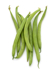 Green beans handful isolated on white background cutout