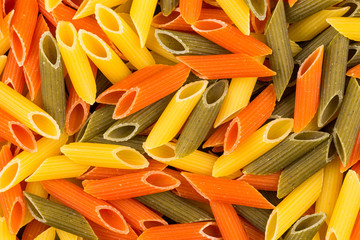 Three color penne pasta