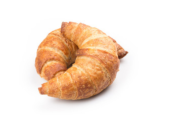 Croissant over white background