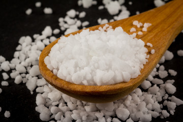 Sea Salt In Wooden Spoon