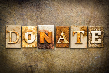 Naklejka premium Donate Concept Letterpress Leather Theme