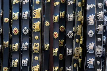 Foto auf Leinwand Souvenir stand with swiss traditional belts © kadosafia