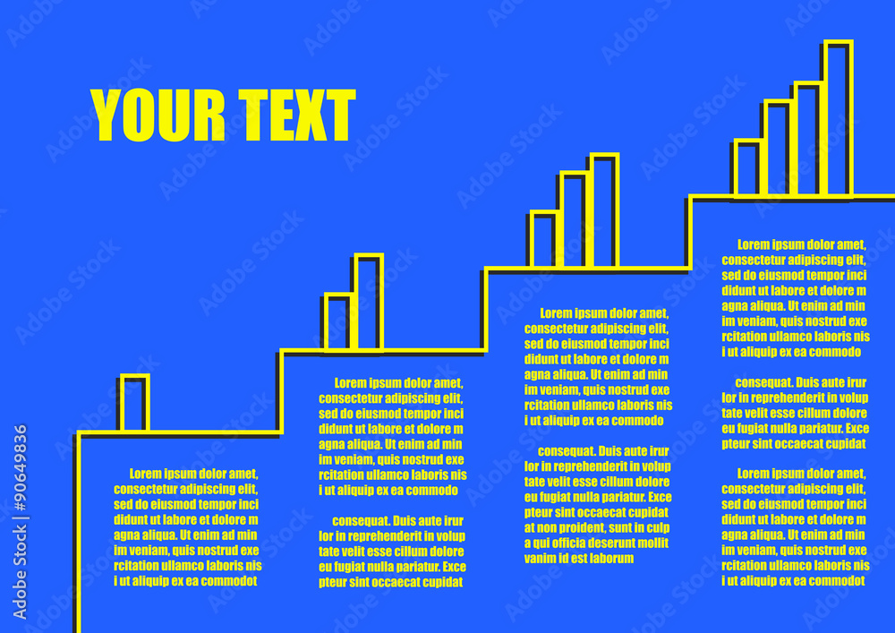 Poster vector : infographic step from start to finish with line chart