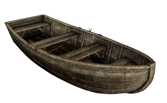 Old wooden boat - 3D render