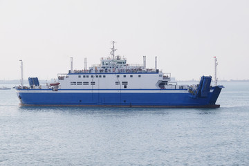 The image of a ferry across the Kerch Strait