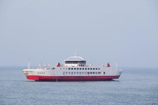 The image of a ferry across the Kerch Strait