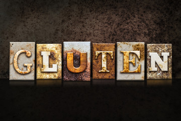 Gluten Letterpress Concept on Dark Background