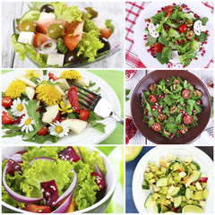 Colorful and tasty salad mix in collage