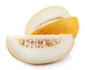 Sliced fresh melon isolated on white