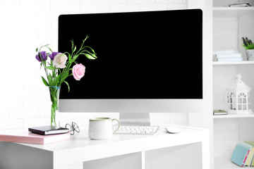 Office workplace with modern computer