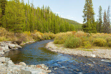 River flowing through mountain landscape.