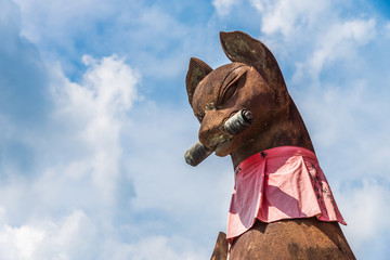 A Fox statue - protector of Inari Shrine in Kyoto