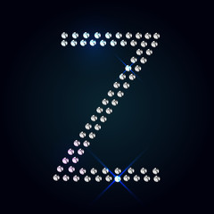 Gems Z letter. Shiny diamond font.