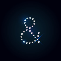 Gems symbol. Shiny diamond font.