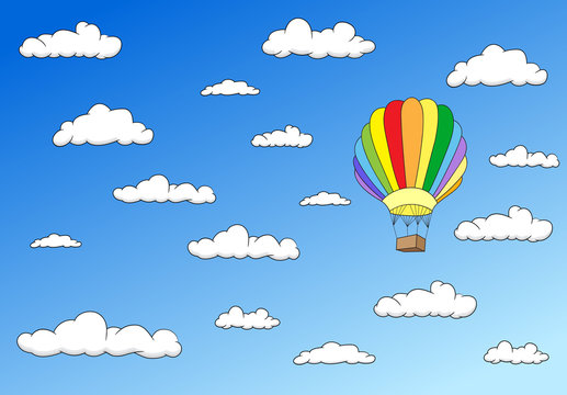 Colorful balloon in the sky. Horisontal image