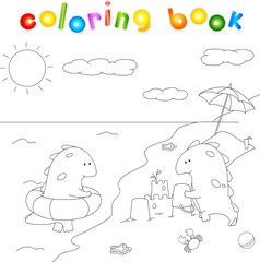 Lovely imaginary dragons splashing in the water and building a s