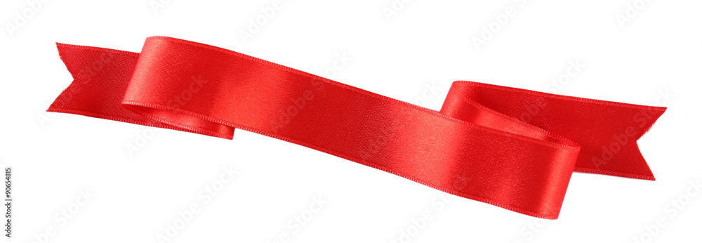 Canvas Prints Red silk ribbon isolated on white