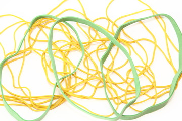 Several rubber bands isolated on white background