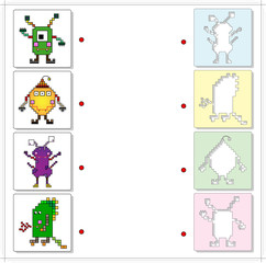 Space monsters and aliens. Educational game for kids