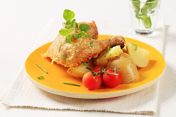 Roasted chicken and potatoes