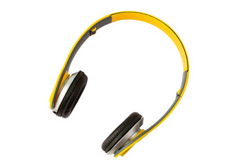 yellow headphone on white background