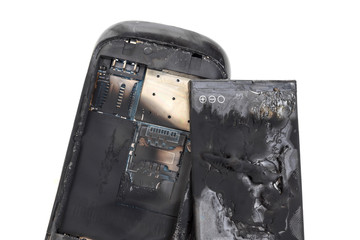 mobile phone battery caught on fire due to overheat and short circuit 