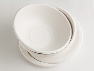 top view of white fiber bowl
