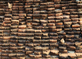 Antique and old red brick wall texture