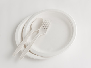 Fork and spoon with Disposable Paper Plate