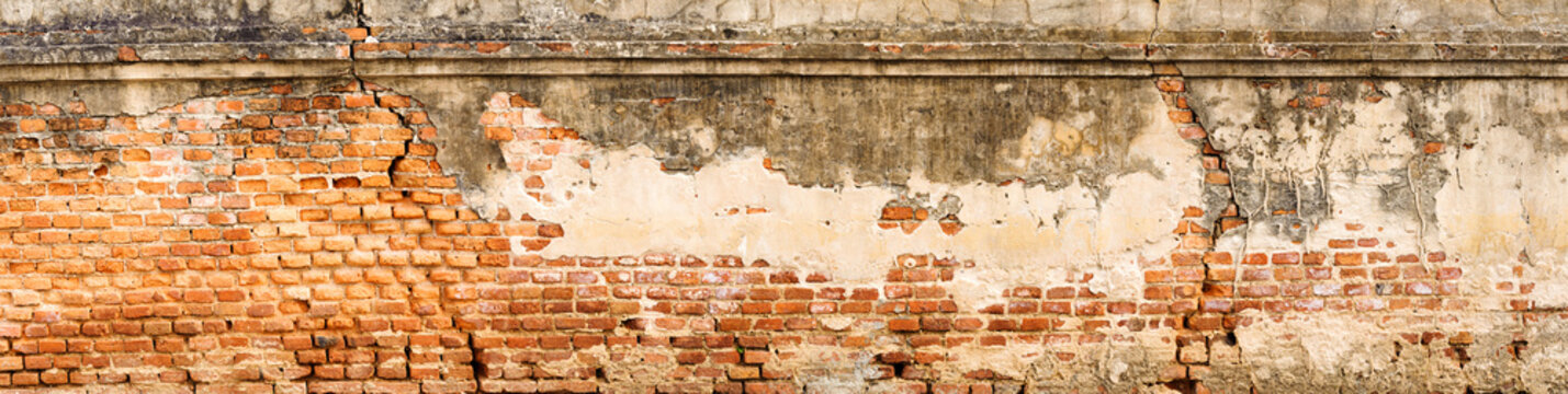 Fototapeta Antique and old red brick wall texture