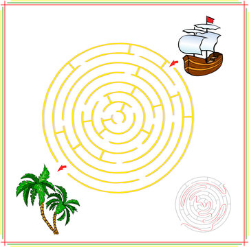 Help the ship go through a maze and find tropical island with pa