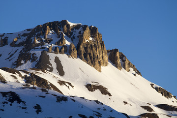 Berge im Sonnenaufgang, Val Claret, Tignes, Frankreich
