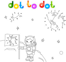 Astronaut with Earth flag on the moon surface in space