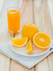 Orange juice and slices of orange