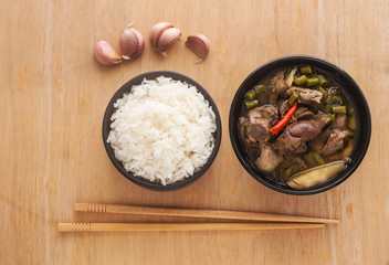 Fried spicy pork with rice