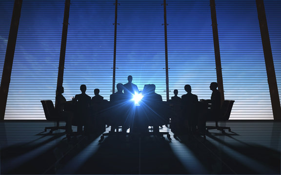Management Team in office silhouette