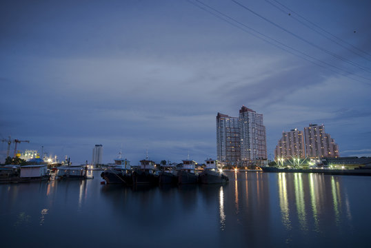 Local ferry in Chao Phraya River in Bangok, Thailand