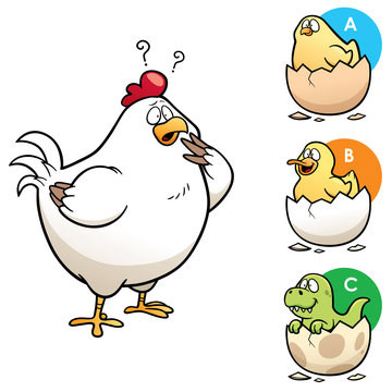 Vector Illustration of Education game make the right choice Hen to chick