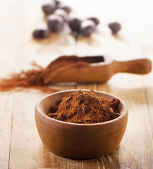 Cacao powder in  a bowl.