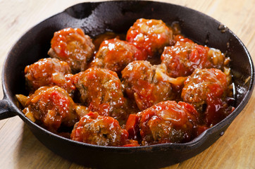Homemade Beef Meatballs with Tomato Sauce.