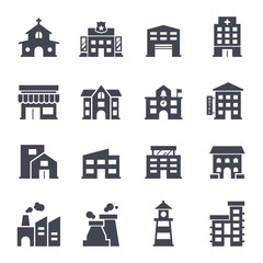Fototapeta premium Building Icon on White Background. Vector Illustration