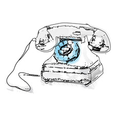 Retro telephone illustration in watercolor style