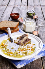 Soup with pearl barley and meat