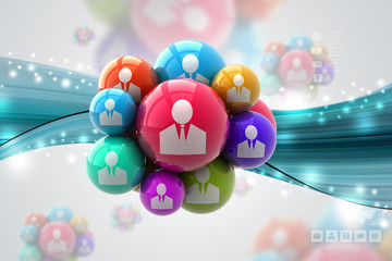 Social networking bubbles in color background