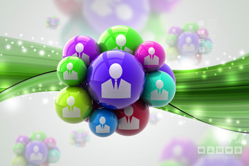 Social networking bubbles in color background