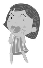 Little girl covering mouth with both hands