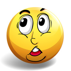 Facial expression on yellow badge