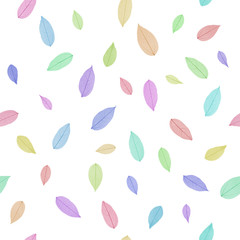 seamless, colored skeleton leaves background, isolated on absolute white