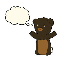 cute cartoon black bear with thought bubble