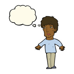 cartoon surprised man with thought bubble